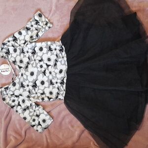 NWT New Dot Dot Smile tulle ballerina black grey dress festive holiday floral